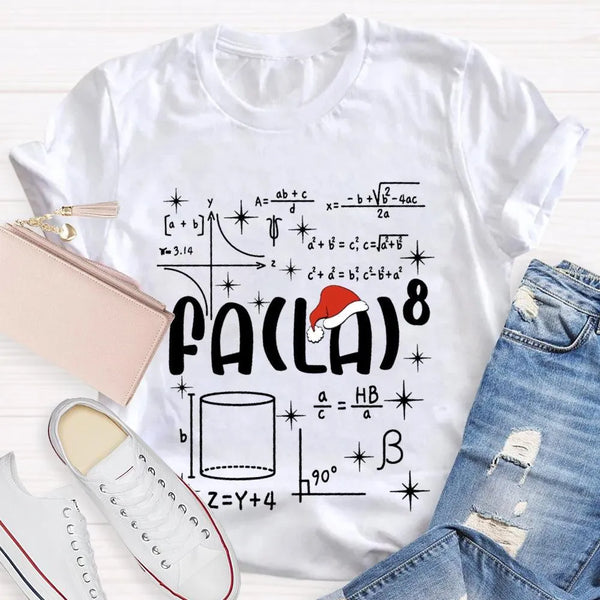 Fa La Santa Hat Holiday T-Shirt, Math Teacher Christmas Shirt, Humorous Math Teacher Xmas Tee, Educator Present, Teacher Unis