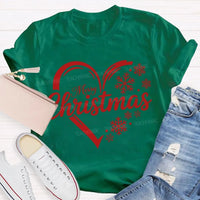 Festive Holiday Snowflake Christmas Shirt, Christmas Snowflakes and Hearts T-Shirt, Adorable Winter Graphic Tee, Holiday Present Christmas T-Shirt