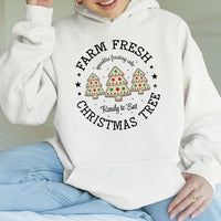 Cookie Bakery Holiday Hooded Sweatshirt, Farm Fresh Christmas Tree Hoodie, Adorable Christmas Foodie Hoodie, Comfy Winter Graphic Pullover