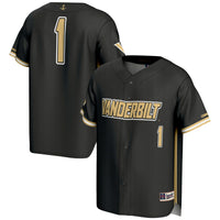 #1 Vanderbilt Commodores Lightweight Baseball Jersey - Black