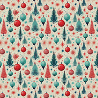 Retro Holiday Tree Wrapping Paper, Mid Century Modern Christmas Wrapping Paper, Vintage Ornament Gift Wrap, Xmas Holiday Wrapping Paper