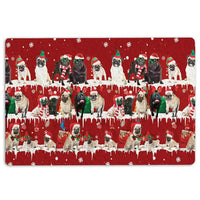 Merry Christmas Snowflake Welcome Mat, Pug Christmas Doormat, Adorable Holiday Dog Door Mat, Winter Front Porch Rug, Pug Lover Xmas Present
