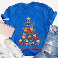 Coffee Christmas Tree Holiday Graphic Tee, Merry and Caffeinated Christmas T-Shirt, Festive Coffee Lover Xmas Shirt