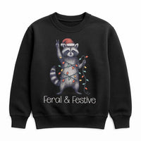 Humorous Woodland Animal Holiday Sweater, Feral and Festive Raccoon Christmas Sweatshirt, Retro Trash Panda Xmas Pullover Present