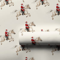 Equestrian Christmas Gift Wrap, Santa on Horseback Wrapping Paper, Watercolor Santa Wrapping Paper, Horse Lover Holiday Gift Wrap Roll