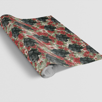 Poinsettia Floral Dog Gift Wrap, Black Labrador Christmas Wrapping Paper, Black Lab Puppy Wrapping Paper, Dog Lover Holiday Gift Wrap Roll
