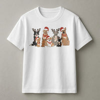 Santa Hat Puppies Holiday Shirt, Christmas Dogs T-Shirt, Adorable Holiday Dog Graphic Tee, Humorous Xmas Puppy Shirt, Dog Lover Mom Holiday Present