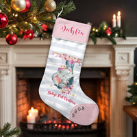 Adorable Sleeping Elephant Holiday Stocking, Personalized Baby Christmas Stocking, Custom Name Baby First Stocking, Newborn Fireplace Decor