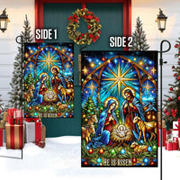 Double-Sided Holy Night Holiday Yard Flag, Nativity Scene Garden Flag Stained Glass Christmas Art, Christian Lawn Decor Present