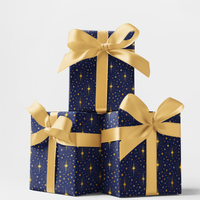Midnight Blue Gold Gift Wrap, Bethlehem Star Wrapping Paper, Celestial Star Wrapping Paper, Christmas Gift Wrap Roll, Holiday Present Wrap