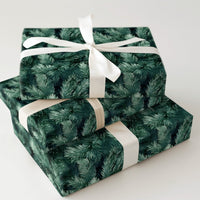 Evergreen Branch Gift Wrap, Watercolor Pine Needles Christmas Wrapping Paper, Rustic Botanical Wrapping Paper Roll, Holiday Present Wrap