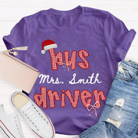 Personalized School Bus Driver Holiday Shirt, Custom Bus Driver Santa Hat Christmas T-Shirt, Christmas Bus Driver Tee, Holiday Present