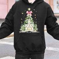 Watercolor Church Tree Hoodie, Oh Come Let Us Adore Him Hoodie, Religious Christian Sweatshirt, Faith Christmas Hoodie, Present for Women