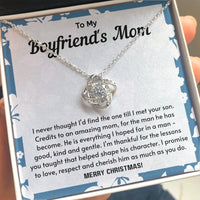 Future Mother in Law Pendant Necklace, Love Knot Necklace for Boyfriend's Mom, 14k White Gold Love Knot Necklace, Christmas Holiday Present