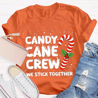 Matching Holiday Crew Shirt, We Stick Together Christmas Candy Cane T-Shirt, Adorable Candy Cane Graphic Tee, Winter Christmas Group Tee
