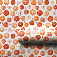 Watercolor Snowflake Wrapping Paper, Dried Orange Wrapping Paper, Rustic Holiday Wrapping Paper, Christmas Gift Wrap Roll