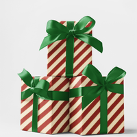 Red and Cream Striped Gift Wrap Roll, Candy Cane Christmas Wrapping Paper, Festive Holiday Wrapping Paper, Xmas Present Supplies