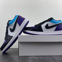 Low Top Sneakers, Black Purple Colorway, Lace Up Design, Casual Gift for Sneaker Fans