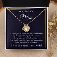 Cubic Zirconia Pendant Necklace, Love Knot Necklace for Mom, 14k White Gold Finish Jewelry, Meaningful Mother Christmas Present, Birthday Present