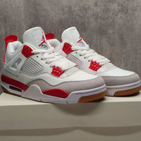 Mid Top Sneakers, Red Colorway, Lace Up Design, Casual Gift for Sneaker Fans