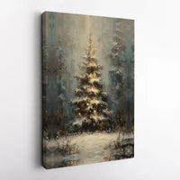 Snowy Winter Forest Canvas Art, Impressionist Christmas Tree Canvas Print, Holiday Pine Tree Canvas Decor, Rustic Winter Wall Art Present