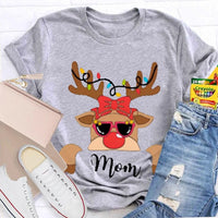 Custom Name Holiday Shirt, Christmas Elk and Bow T-Shirt, Festive Deer Graphic Tee, Personalized Xmas T-Shirt, Matching Family Holiday Present