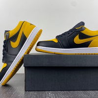 Low Top Sneakers, Black Yellow Colorway, Lace Up Design, Casual Gift for Sneaker Fans
