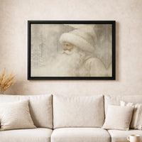 Snowy Woods Santa Portrait Print, Vintage Santa Claus Wall Art, Rustic Farmhouse Santa Painting, Christmas Digital Download Canvas Art