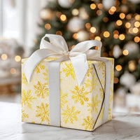 Watercolor Snowflake Gift Wrap, Gold Snowflake Wrapping Paper, Elegant Winter Holiday Wrapping Paper, Cream Christmas Gift Wrapping Paper