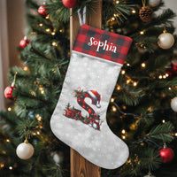 Red Buffalo Plaid Initial Holiday Stocking, Personalized Monogram Christmas Stocking, Custom Name Winter Stocking, Family Fireplace Decor