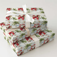 Tropical Christmas Gift Wrap, Beach Vacation Santa Wrapping Paper, Relaxing Santa Holiday Wrapping Paper, Ocean Summer Wrapping Paper Roll
