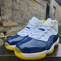 High Top Sneakers, Blue White Yellow Colorway, Lace Up Design, Casual Gift for Sneaker Fans