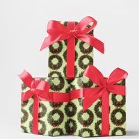 Pine Cone Holiday Gift Wrap, Christmas Wreath Wrapping Paper, Winter Botanical Wrapping Paper, Holiday Gift Wrap Roll, Seasonal Present Paper