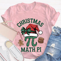 Humorous Math Teacher Holiday Shirt, Pi Symbol Santa Hat Christmas T-Shirt, Christmas STEM Graphic Tee, Math Lover Xmas Tee, Teacher Present