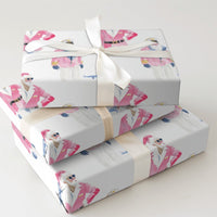 Pink Santa Claus Gift Wrap, Pilot Santa Wrapping Paper, Aviation Travel Christmas Paper, Adorable Airplane Gift Wrap, Holiday Wrapping Paper