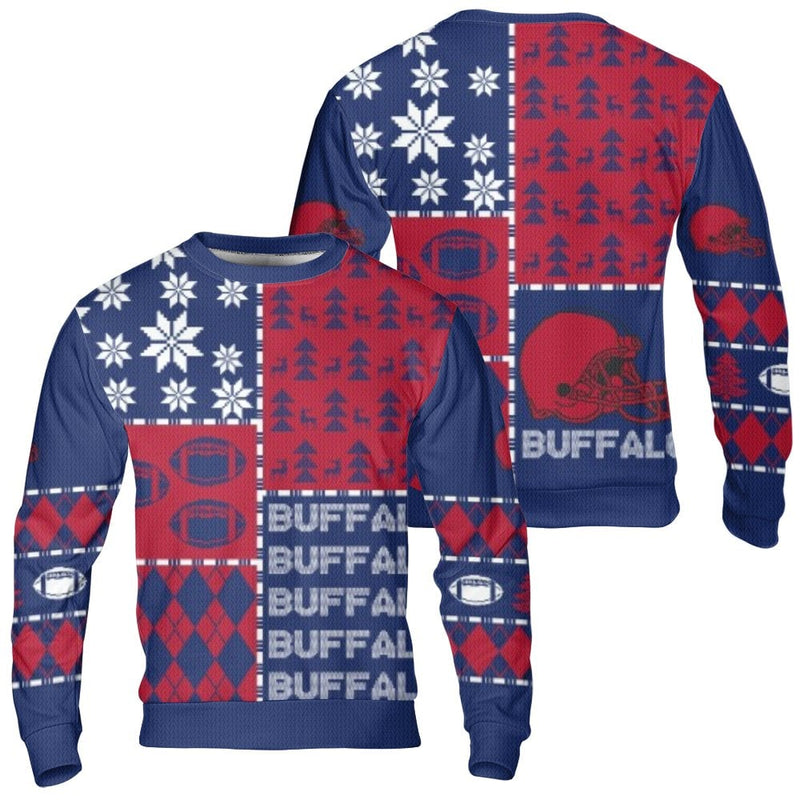 Buffalo Game Day Christmas Sweater, Buffalo Football Ugly Christmas Sweater, Tailgate Holiday Sweater, Retro Sports Fan Xmas Sweatshirt Present