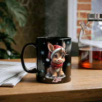 Adorable Baby Donkey Santa Hat Mug, Personalized Christmas Donkey Ceramic Mug, Holiday Animal Coffee Mug, Winter Festive Drinkware Present