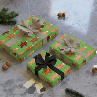 Crown Cookie Gift Wrap, Gingerbread Man Wrapping Paper, Christmas Gingerbread Wrapping Paper, Holiday Present Paper, Xmas Present Wrap Roll