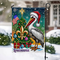 Santa Hat Fleur-de-Lis Yard Flag, Louisiana Pelican Christmas Garden Flag, Double Sided Holiday Garden Flag, Southern Xmas Lawn Decor