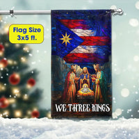 Boricua Christmas Holiday Yard Flag, Three Kings Nativity Puerto Rico Garden Flag, Double-Sided Wise Men Lawn Flag, Religious Epiphany Decor