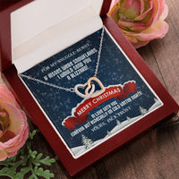 Romantic Christmas Wife Necklace, Interlocking Hearts Necklace for Wife, Winter Anniversary Necklace, CZ Crystal Heart Pendant Jewelry Present