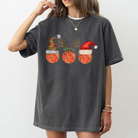 Santa Hat Reindeer Basketball Shirt, Basketball Christmas T-Shirt, Holiday Graphic Tee, Christmas Basketball Player Tee, Sports Fan Present