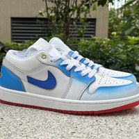 Low Top Sneakers, Blue White Colorway, Lace Up Design, Casual Gift for Sneaker Fans