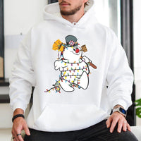 Festive Holiday Cartoon Hoodie, Snowman Christmas Hoodie, Adorable Winter Snowman Hoodie, Retro Xmas Hooded Pullover, Comfy Holiday Present