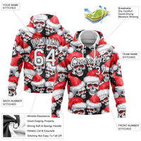 Personalized Santa Hat Hoodie, Custom Christmas Skull Hoodie, Stitched Name Number Holiday Hoodie, Xmas Skull Sweatshirt Present