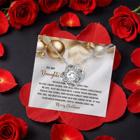 CZ Crystal Pendant Necklace, Daughter Love Knot Necklace, White Gold Finish Knot Jewelry, Christmas Present for Daughter, Birthday Present for Her