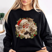 Adorable Cat Lover Holiday Sweatshirt, Santa Kittens Christmas Sweatshirt, Vintage Kitten Crewneck Sweatshirt, Humorous Xmas Pullover Sweater Present
