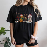 Festive Dog Santa Hat Shirt, Dachshund Christmas T-Shirt, Adorable Dachshund Graphic Tee, Dachshund Dog Lover Shirt, Holiday Xmas Present