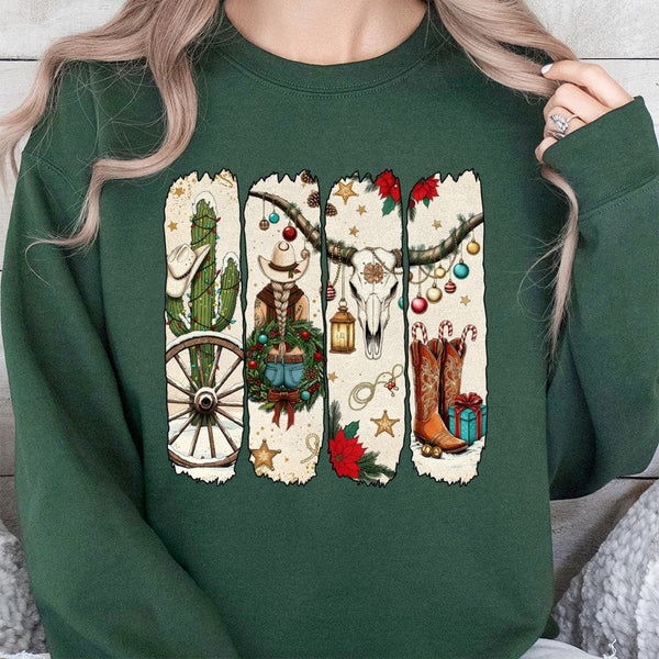 Western Holiday Sweatshirt, Cowgirl Christmas Sweatshirt, Cowboy Boots Xmas Sweatshirt, Festive Country Crewneck, Holiday Pre