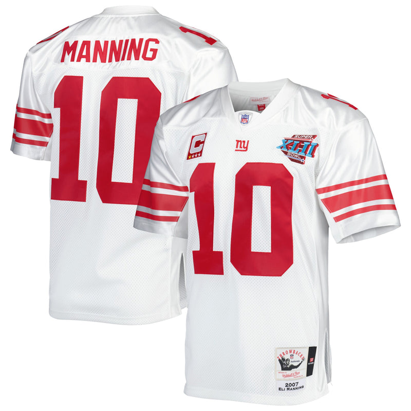 New York Giants 2007 Eli Manning White Authentic Throwback Retired Player Jersey